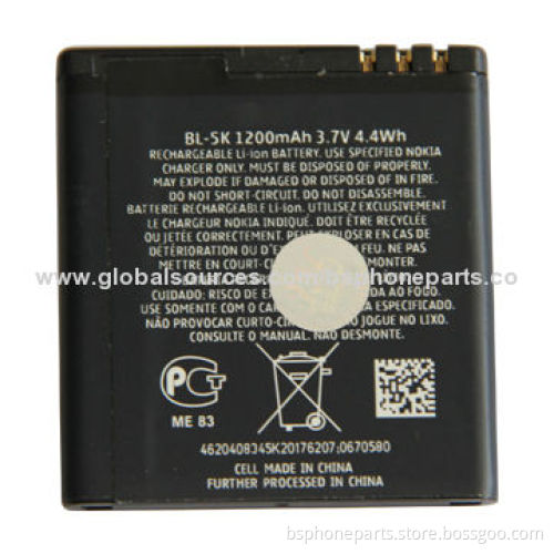 Well Tested Li-ion Battery BL-5K for Nokia, Good Quality with Good Warranty